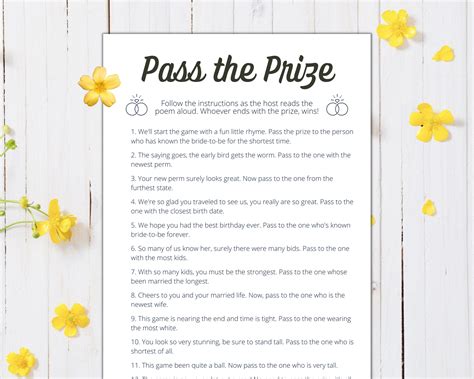 Pass The Prize Bridal Shower Pass The Prize Game Pass The Etsy
