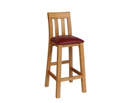 Billy Solid Oak Kitchen Stool With Red Leather Pad Oak Bar Stools