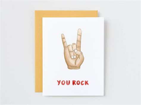 You Rock Congratulations Thank You Hand Sign Watercolor Etsy