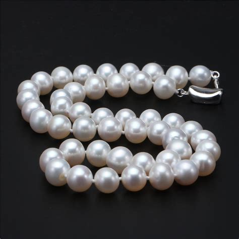 9 10mm Round Freshwater Pearl Necklace Genuine Pearl Etsy