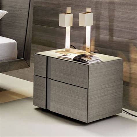 Muse 2 Drawer Bedside Table, Grey Oak | Modern bedside table, Bedside