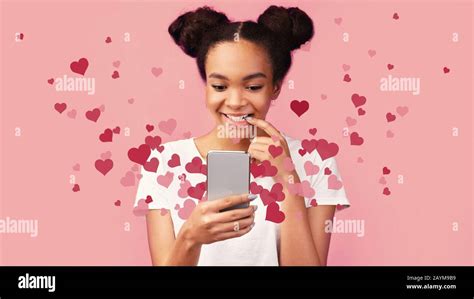 Internet Celebrity Happy African Girl Excited About Getting Attention On Social Media Panorama