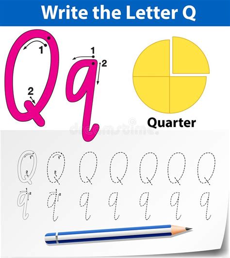 Letter Q Tracing Alphabet Worksheets Stock Vector Illustration Of