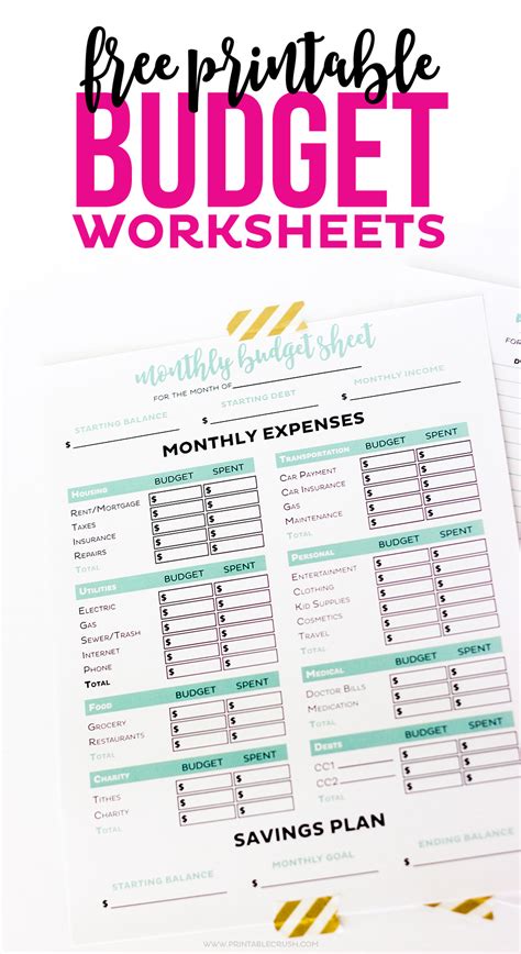 The resource library is password protected. Simple FREE Printable Budget Worksheets - Printable Crush