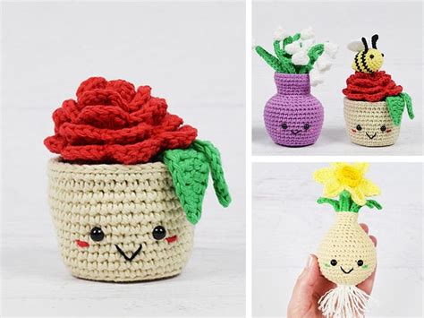 Potted Flower Plant Crochet Pattern Crochet Vase Crochet Plant