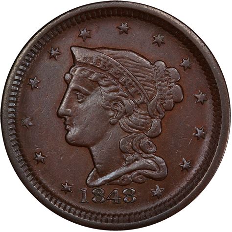 One Cent 1848 Braided Hair Coin From United States Online Coin Club