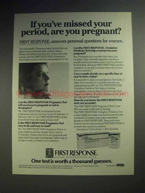 1988 First Response Pregnancy Test Ad Missed Period Ay0504