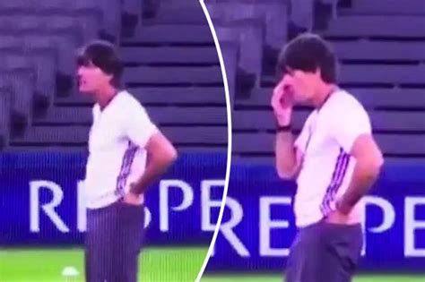 Germany's coach apologized wednesday after a clip of him appearing to scratch his private parts then sniff his fingers during his team's opening euro 2016. Joachim Löw has apologised after sniffing his balls | Daily Star