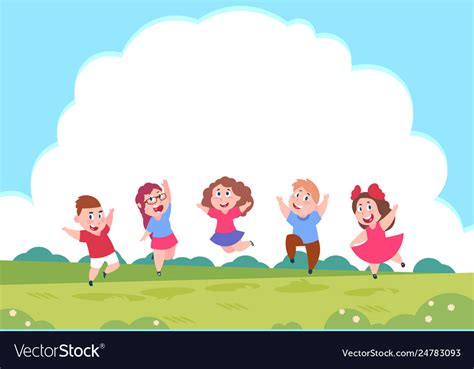 Happy Cartoon Children Preschool Playing Kids Vector Image