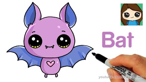I use a black marker to show the picture better, but it will be easier to begin drawing with a pencil, so that you can correct it with an. how to draw so cute halloween bat | Kawaii drawings, Cute ...