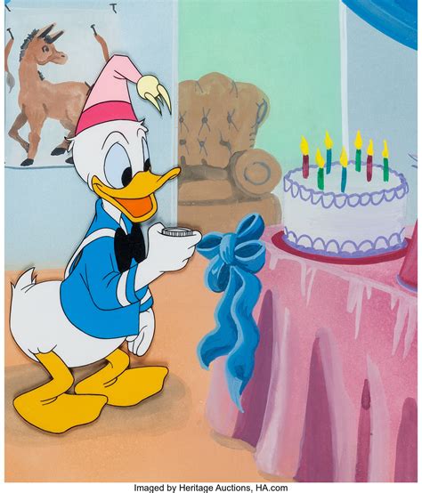 Donald Duck Birthday Party Production Cel Animation Art Setup Walt
