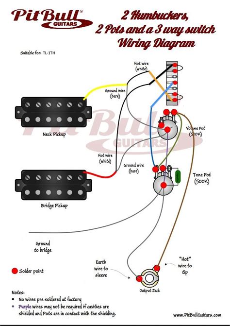 Neck, neck & middle, middle, bridge & middle, bridge Wiring Diagram 2 Gibson Humbuckers With 3 Way Toggle Switch