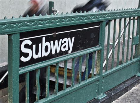 New York City Subway Sign Billboard Mta Train Entrance Nyc Stock Image