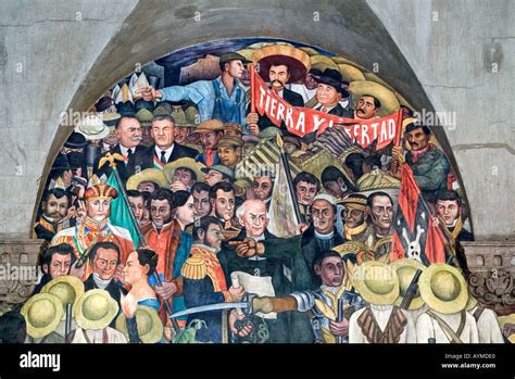 Mexican Artist Diego Rivera Mural Of Mexican History In The National