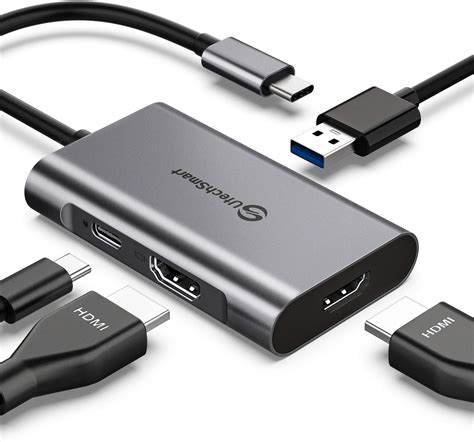 Usb C To Hdmi Adapter Utechsmart Usb C Hub To Dual Hdmi 4 In 1