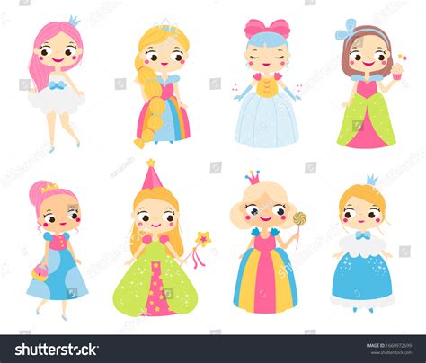 Cute Princess Fairy Tales Characters Cartoon Stock Vector Royalty Free