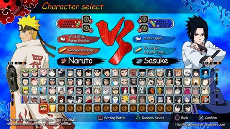 Naruto Shippuden Ultimate Ninja Storm 3 Character Roster Fan Made Youtube