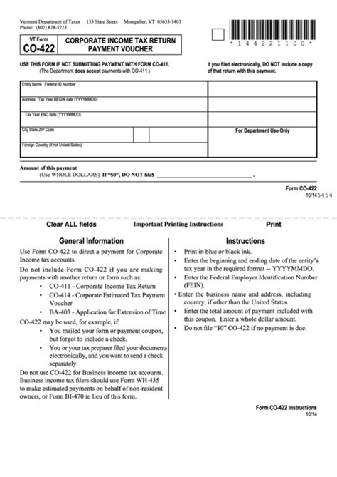 It's an unsettling time for many. Fillable Vt Form Co-422 - Corporate Income Tax Return ...
