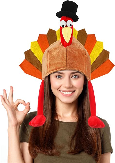 Donetuer Thanksgiving Turkey Hat For Adults Plush Thanksgiving Hats For Men Women