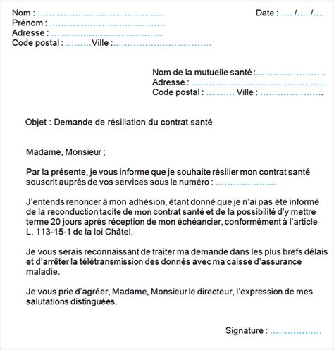 De ma décision de mettre un terme à mon contrat de. Mutuelle et Loi Chatel : comment la résilier par lettre