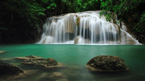 Wallpaper Waterfall Rock Nature Long Exposure Jungle Peaceful