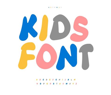 Kids Color Alphabet Cartoon And Funny Colour Font Modern Type For