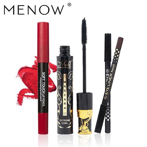 Menow Brand Make Up Set Curl Mascara With Silicone Brushand Two Eyeliner And Lasting Kiss Proof