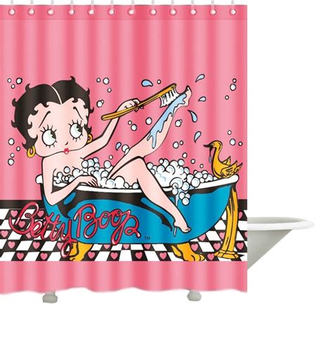Pink Betty Boop Bath Waterproof Moldproof Shower Curtain 180x180cm Polyester Fabric Bathing