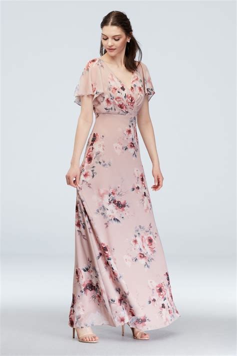 Chiffon Floral Print Dress With Spaghetti Straps Davids Bridal In