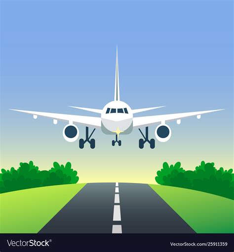 Airplane Is Landing Or Taking Off On Runway Vector Image