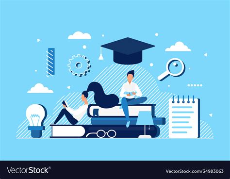 People Read Study Education Concept With Cartoon Vector Image