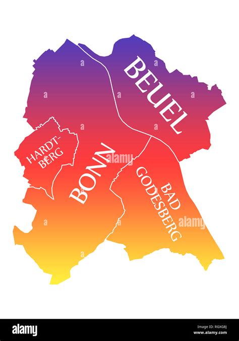 Bonn City Map Germany De Labelled Rainbow Colored Illustration Stock