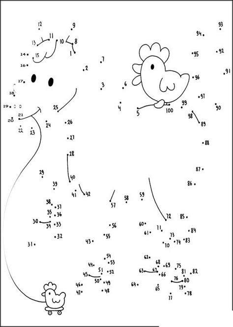 Connect the dots: Numbers 1 – 100, Part 2, printable for kids & adults