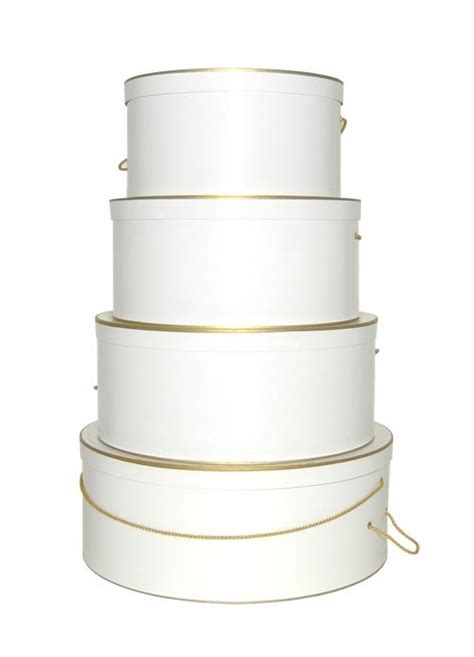 Hat Boxes Sets Of Hatboxes Single Hatbox White With Gold Trim Hat Box