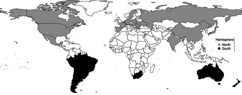 Southern Hemisphere Countries Map
