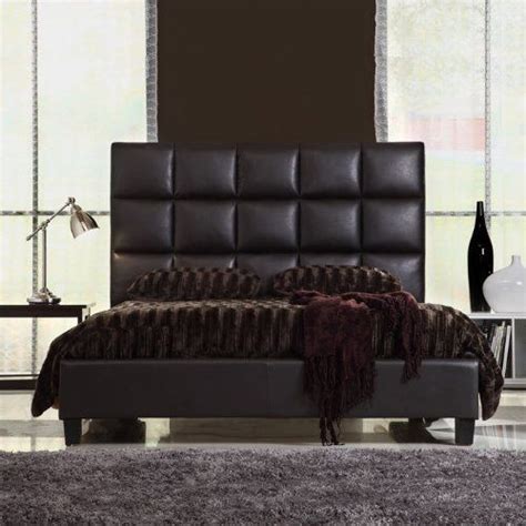 Queen Size Modern Bed With Faux Leather Headboard Hanaposy