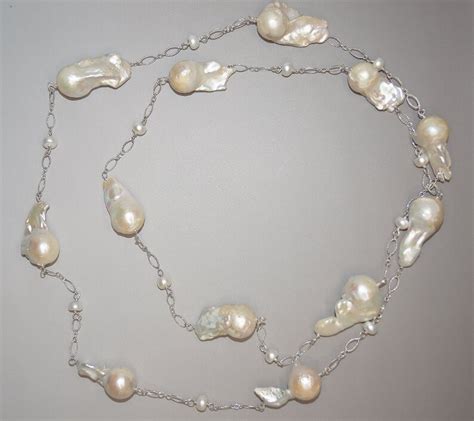 Baroque Pearl And Sterling Silver Handmade Long Statement Etsy