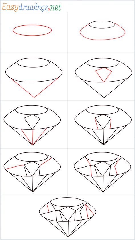Sketch a ring with a dashing diamond inside it. How To Draw A Diamond Step by Step for Beginners
