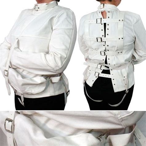 White Canvas Asylum Patient Straight Jacket Halloween Costume Unisex S