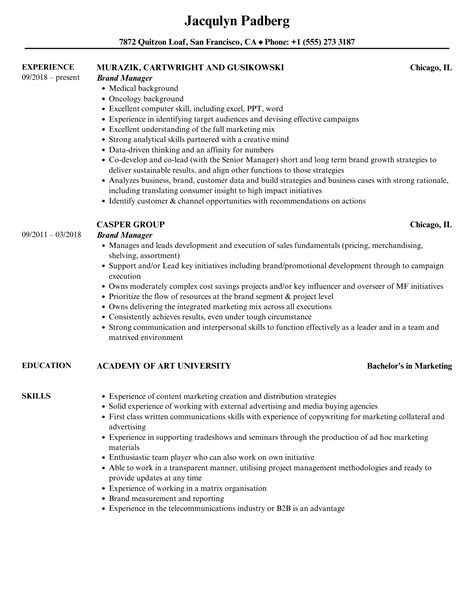 Brand Manager Resume Samples Velvet Jobs