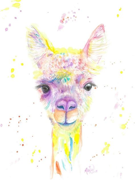 Watercolour Llama Printable Llama Art Alpaca Nursery Etsy Llama