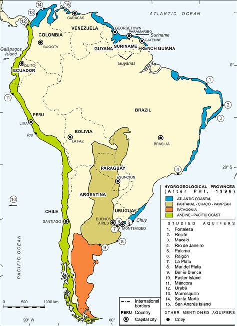 Map Of South America With The Different Countries And Its Capital