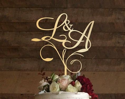 Monogram Wedding Cake Toppers Gold Initial Cake Topper Sparkling Crystals Letters A B C D E F