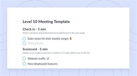 l10 meeting agenda template