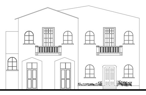 Raw House Front Elevation Drawing In Dwg File Cadbull