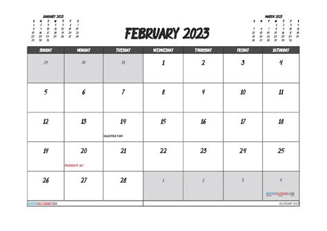 Downloadable Free Blank Calendar February 2023 Pdf Printable