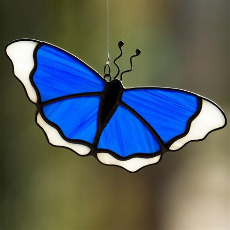 Butterfly Stained Glass Butterfly Butterfly Suncatcher Blue Etsy Australia Stained Glass