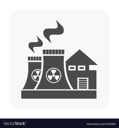 Nuclear Power Plant Icon On White Royalty Free Vector Image