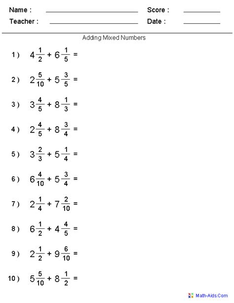 Adding Mixed Fractions