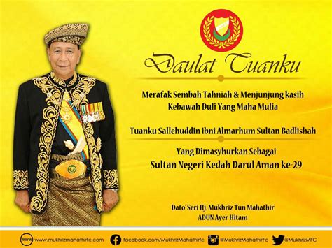 Sultan terengganu sebagai pemerintah tertinggi di negeri terengganu. Daulat Tuanku : Tuanku Sallehuddin dimasyhur Sultan Negeri ...